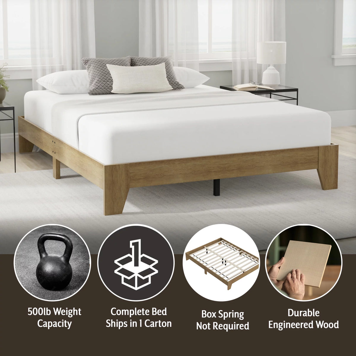 Queen Wood Platform Bed J3241