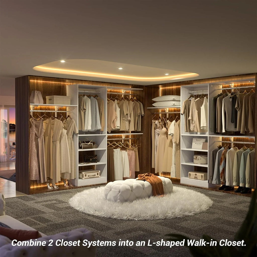 96'' White Closet System with 3 Shelving Towers Z60496