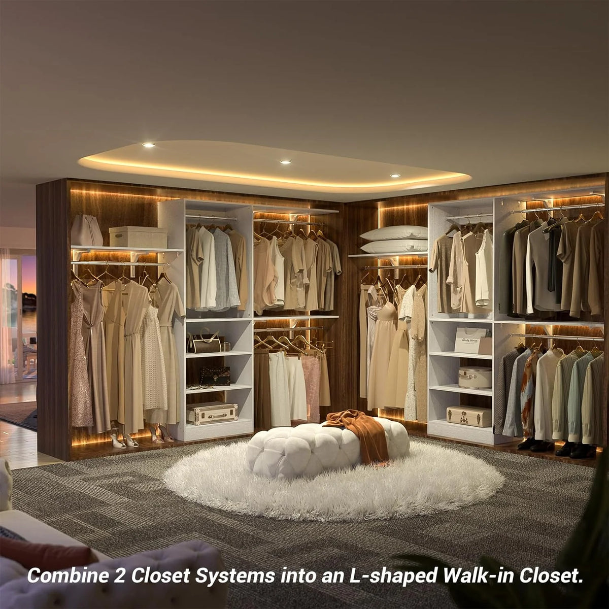 96'' White Closet System with 3 Shelving Towers Z60496