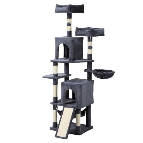 70-Inch Light Gray Cat Tree Tower with Hammock X717