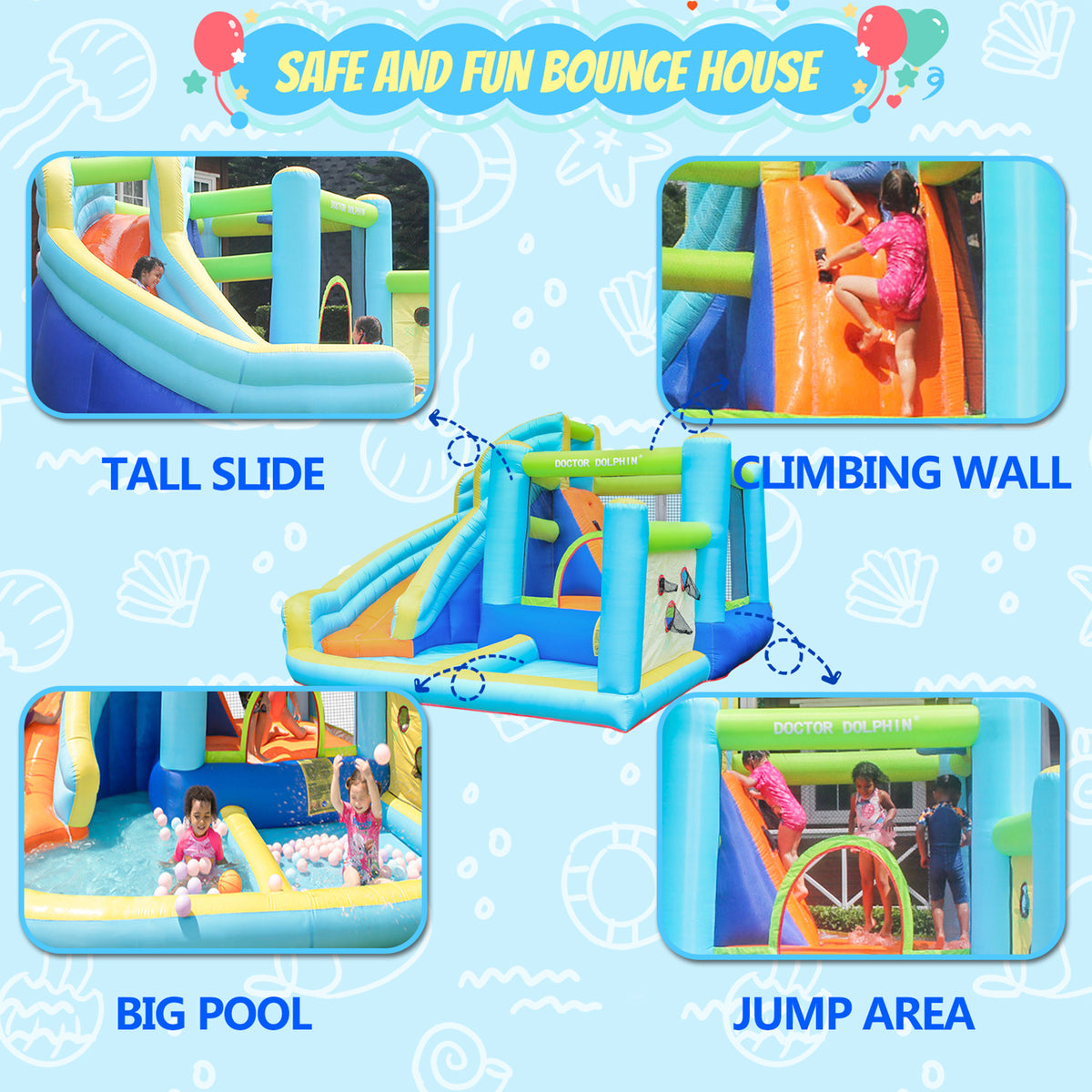 Inflatable Water Park Bounce House with Blower W366