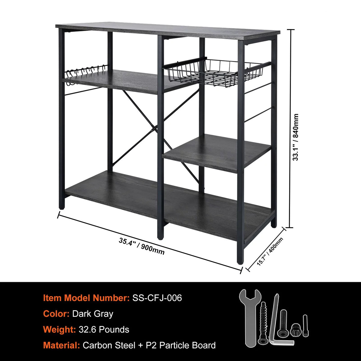 5-Tier Kitchen Bakers Rack with Cabinet X145