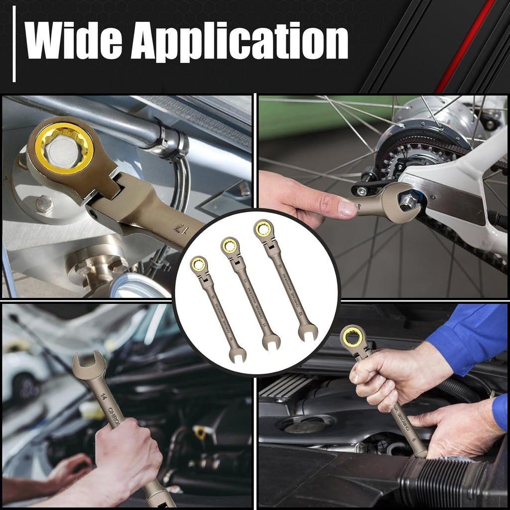 12-Piece 180° Metric Flex-Head Ratcheting Wrench Set K44444