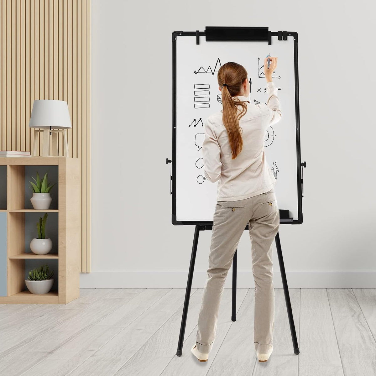 Height Adjustable Tripod Whiteboard, 36×24 inch O5132