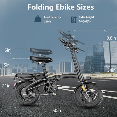 Peak 500W 23MPH Folding Electric Bike 48V 12AH T233