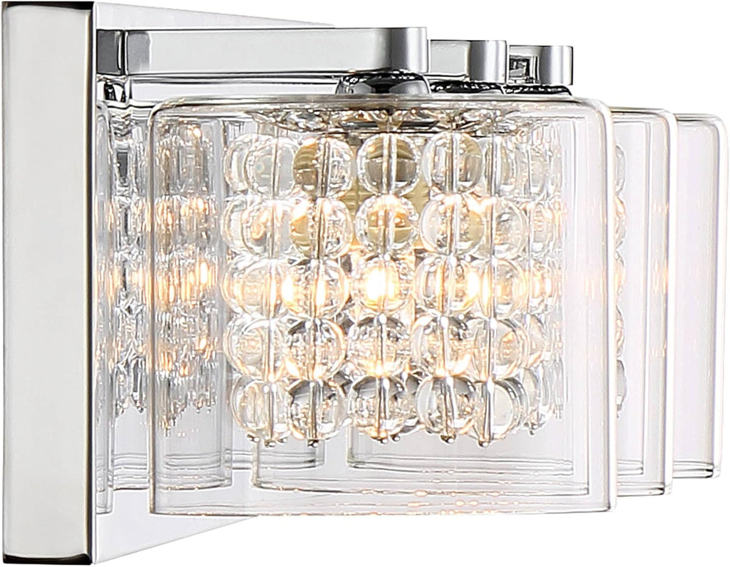 Chrome Silver Metal 3-Light Wall Mount Fixture with Clear Glass Shade F5919
