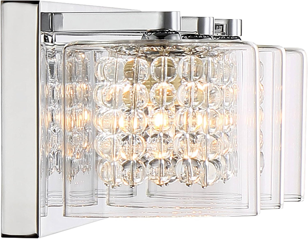 Chrome Silver Metal 3-Light Wall Mount Fixture with Clear Glass Shade F5919