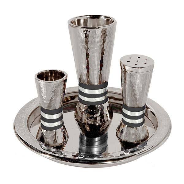 Aluminum Havdalah Set with Black Rings F94733