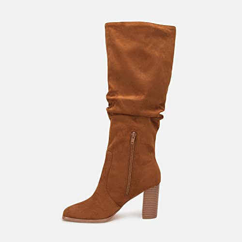 Womens Knee High Boots Chunky High Heel Square Toe Side Zipper Wide Calf Boot L899