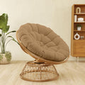 Oversized Dark Blue Wicker Papasan Chair with Cushion and 360 Degree Swivel Base I49481