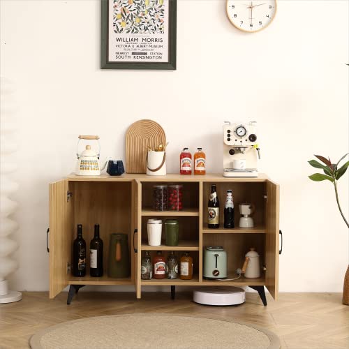 45" Sideboard Buffet Cabinet with Rattan Mesh Doors, Melamine and Carbon Steel Storage Cabinet M640903