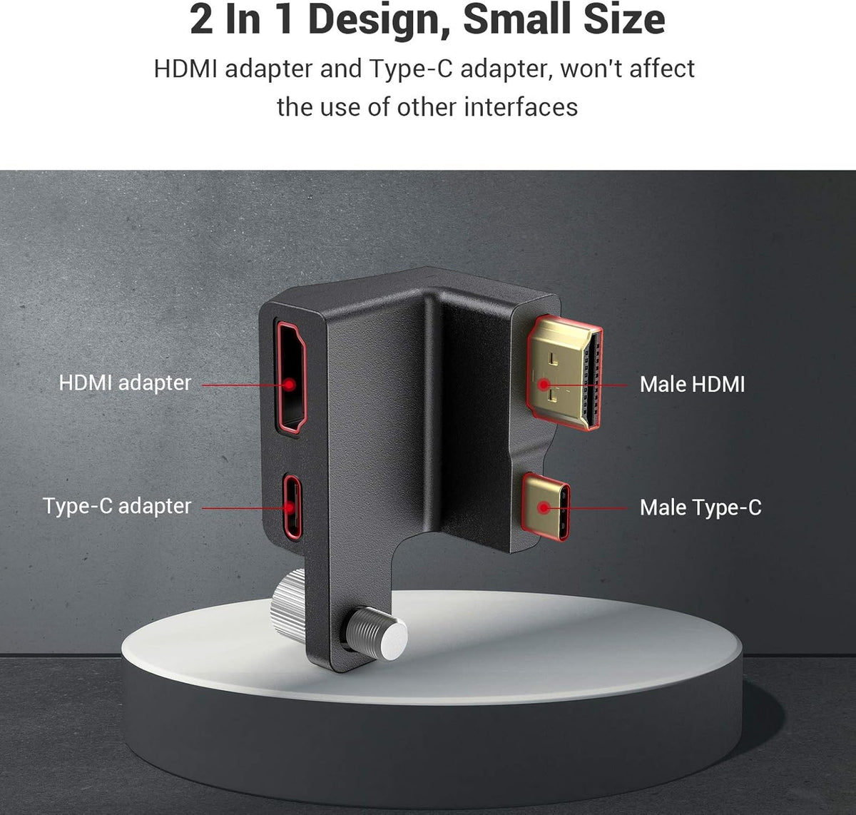 HDMI/USB Type-C Right-Angle Adapter for BMPCC 4K Camera Cage Q5974