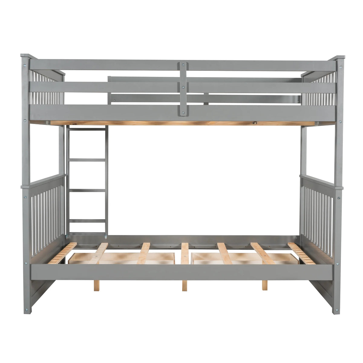 Full over Full Bunk Bed with Ladder and 2 Drawers, Gray X163
