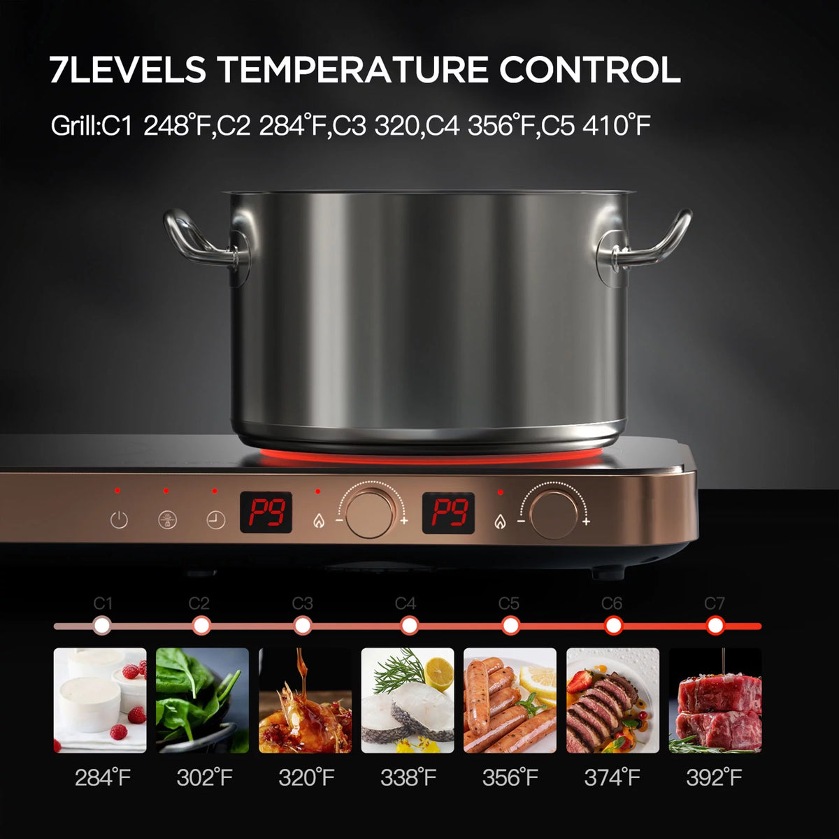Portable Induction Cooktop Electric Stove & Cast Iron Griddle N6420