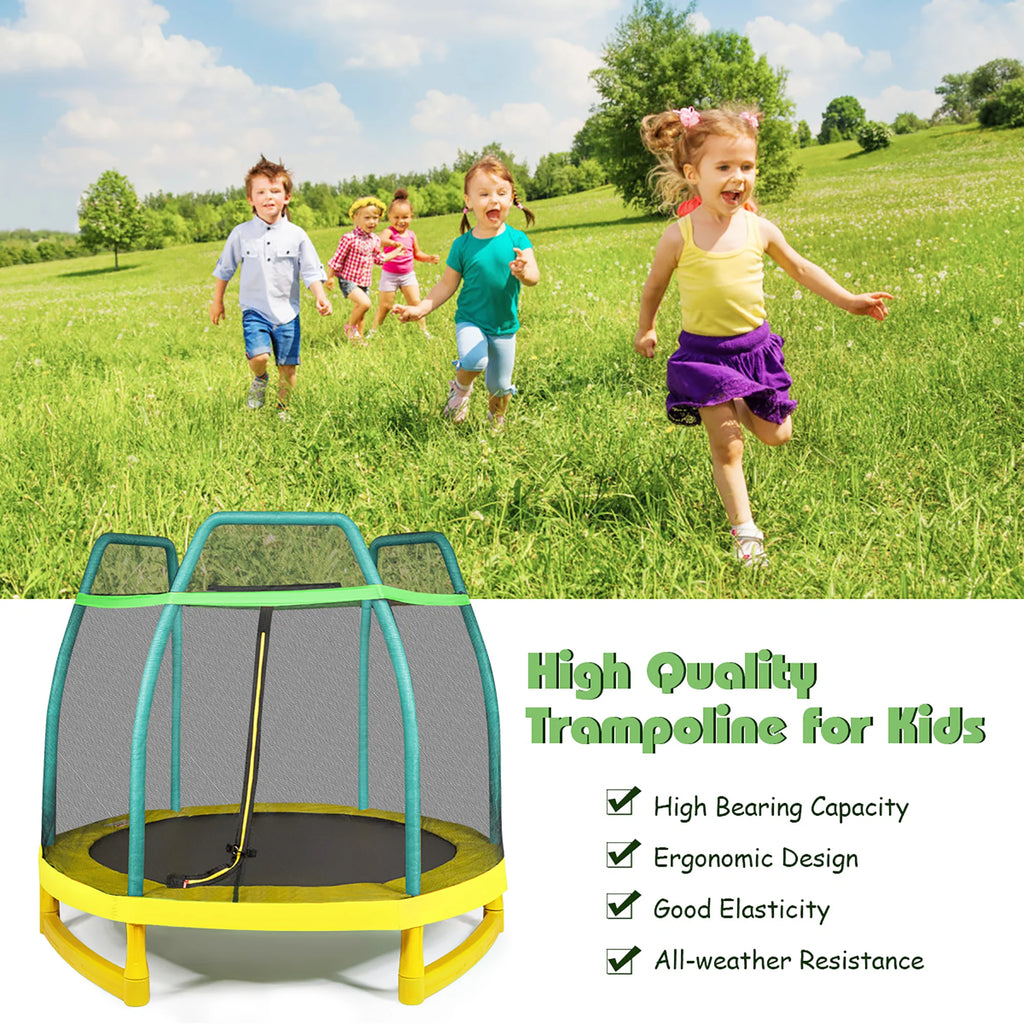7FT Kids Trampoline with Safety Enclosure Net I36074