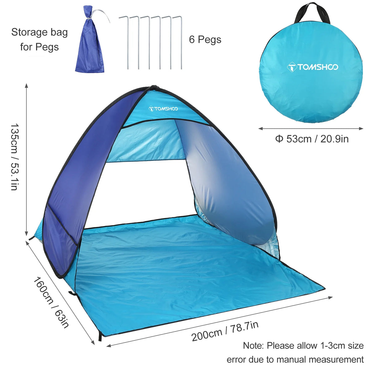 Pop Up Beach Tent with Carry Bag W3730