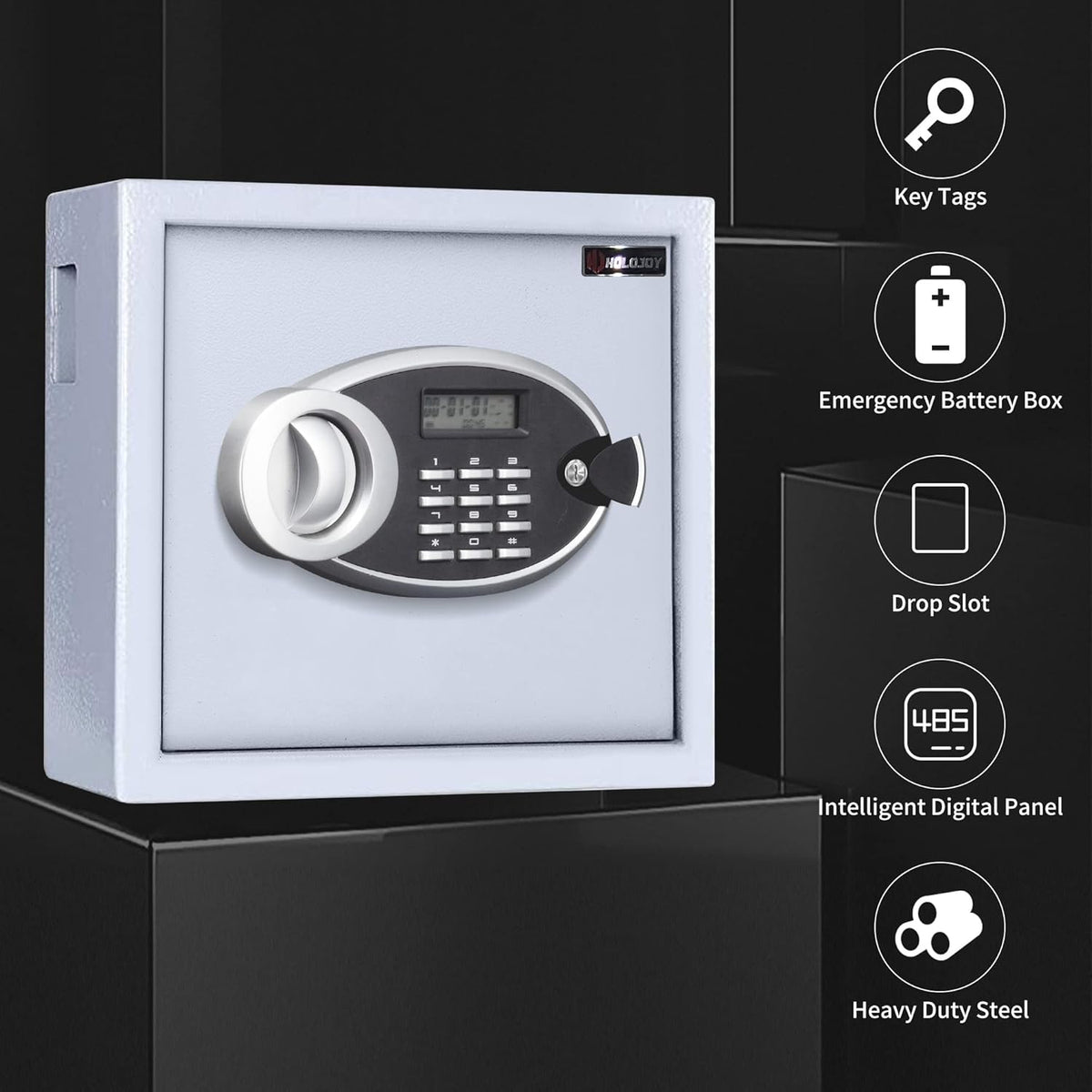 Key Cabinet with Digital Lock, Wall Mounted Metal Steel Key Safe, 30 Keys Capacity W861