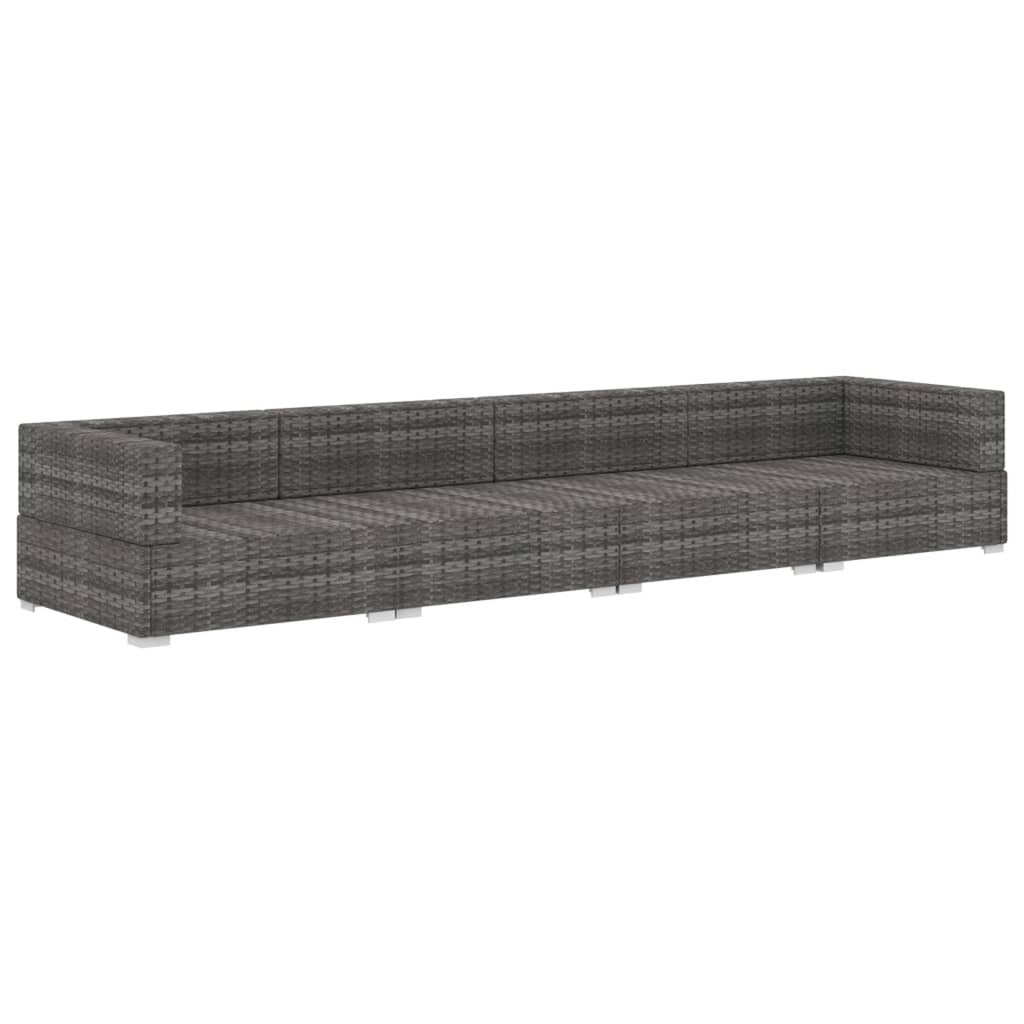 4 Piece Patio Sofa Set with Cushions Gray Poly Rattan Y8166