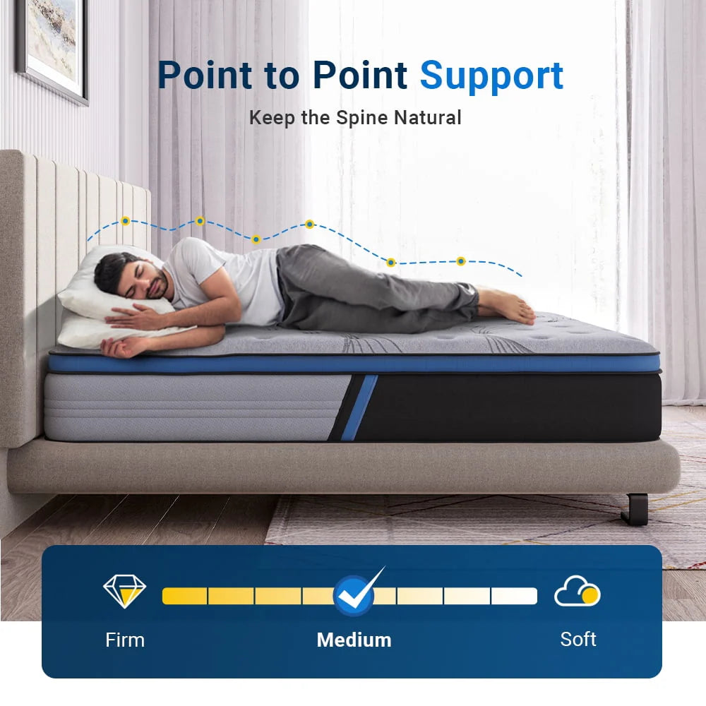 Queen Size 12-Inch Hybrid Gel Memory Foam Pillow Top Mattress V734