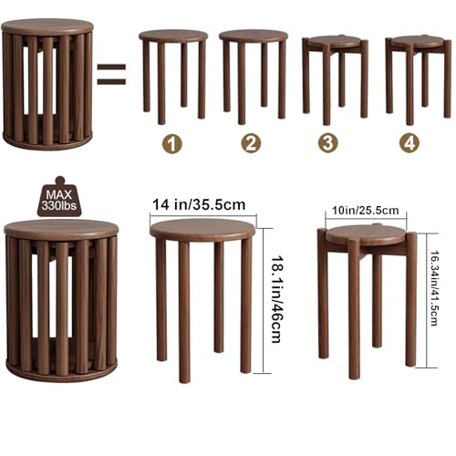 Stackable Stools Set of 4 Walnut Color F453594