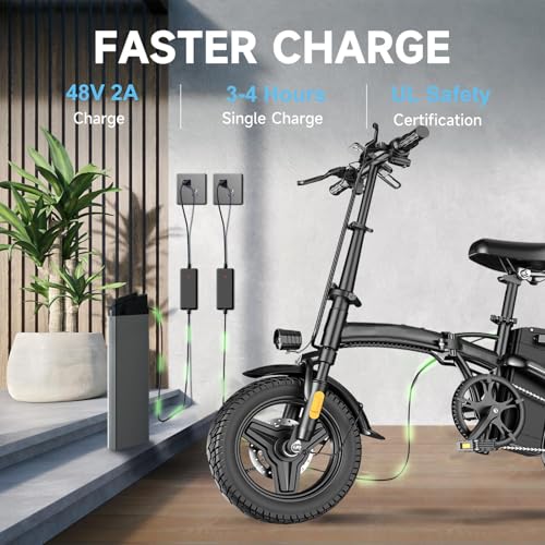 Peak 500W 23MPH Folding Electric Bike 48V 12AH T233