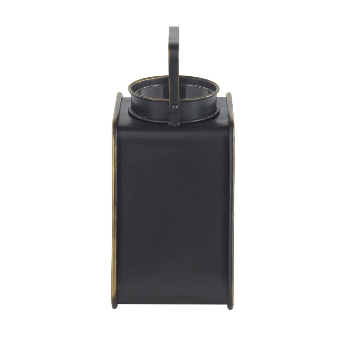 Black Iron and Glass Candle Lantern M75012