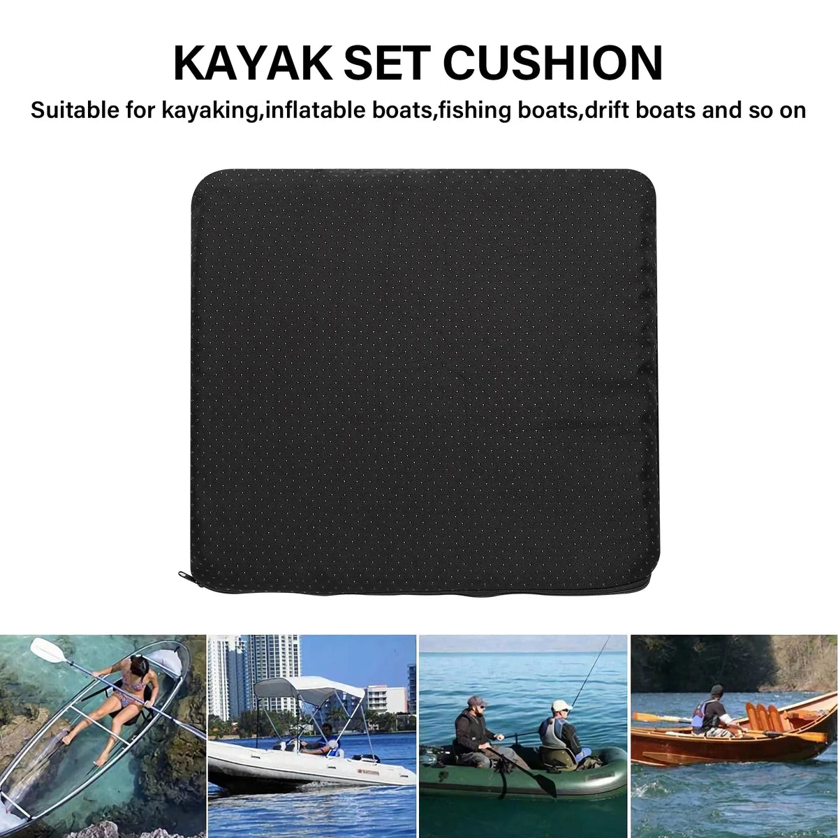 Gel Kayak Seat Cushion with Washable Non-Slip Cover, Waterproof Double Thicken Layer, Breathable Honeycomb Design, 14.9inch*12.9inch*1.1inch H137279