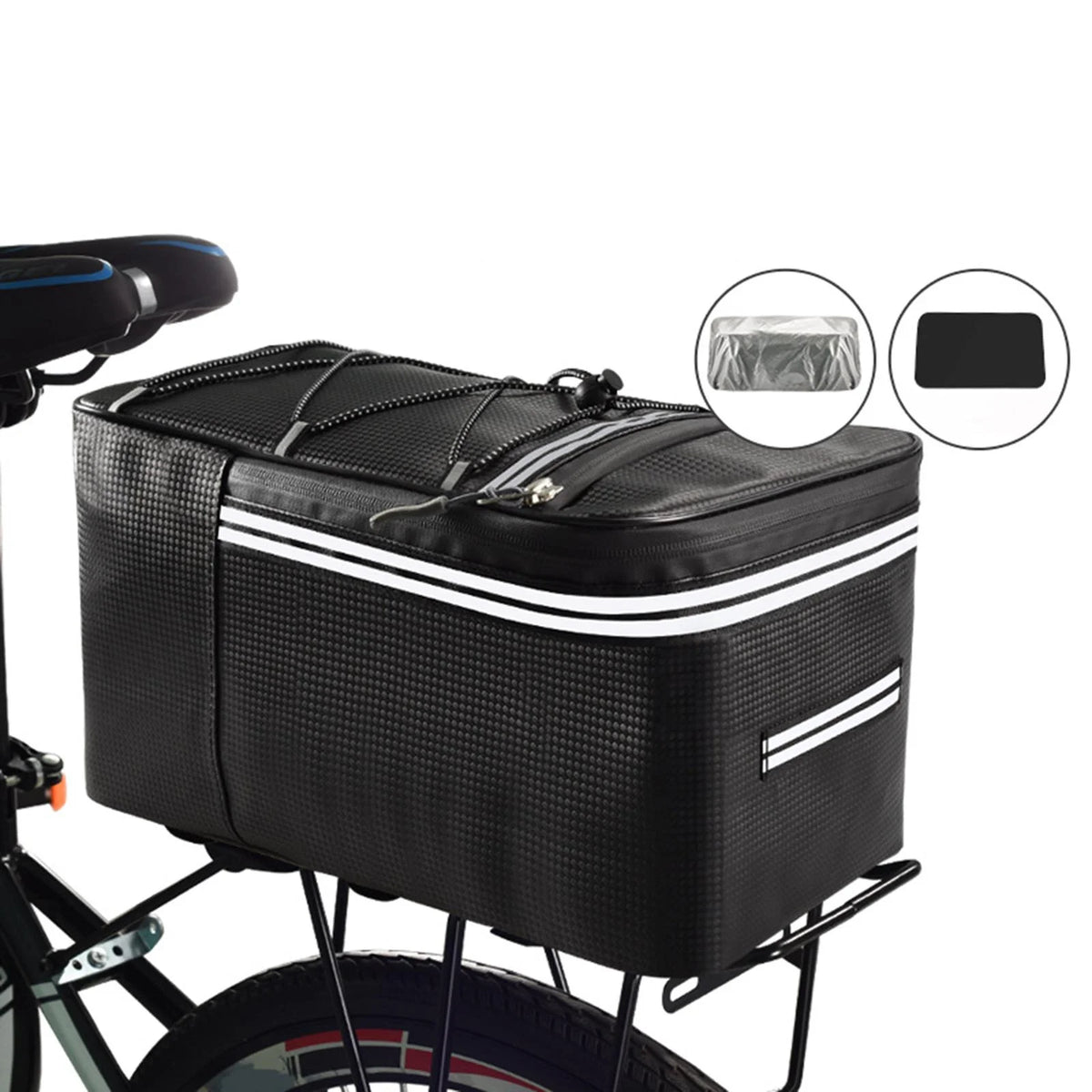Rear Carrier Bag Trunk PU Leather Waterproof 15L Bike Pannier O42257