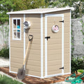 6x3 FT Waterproof Resin Outdoor Storage Shed with Floor and Lockable Door, Light Gray O28612