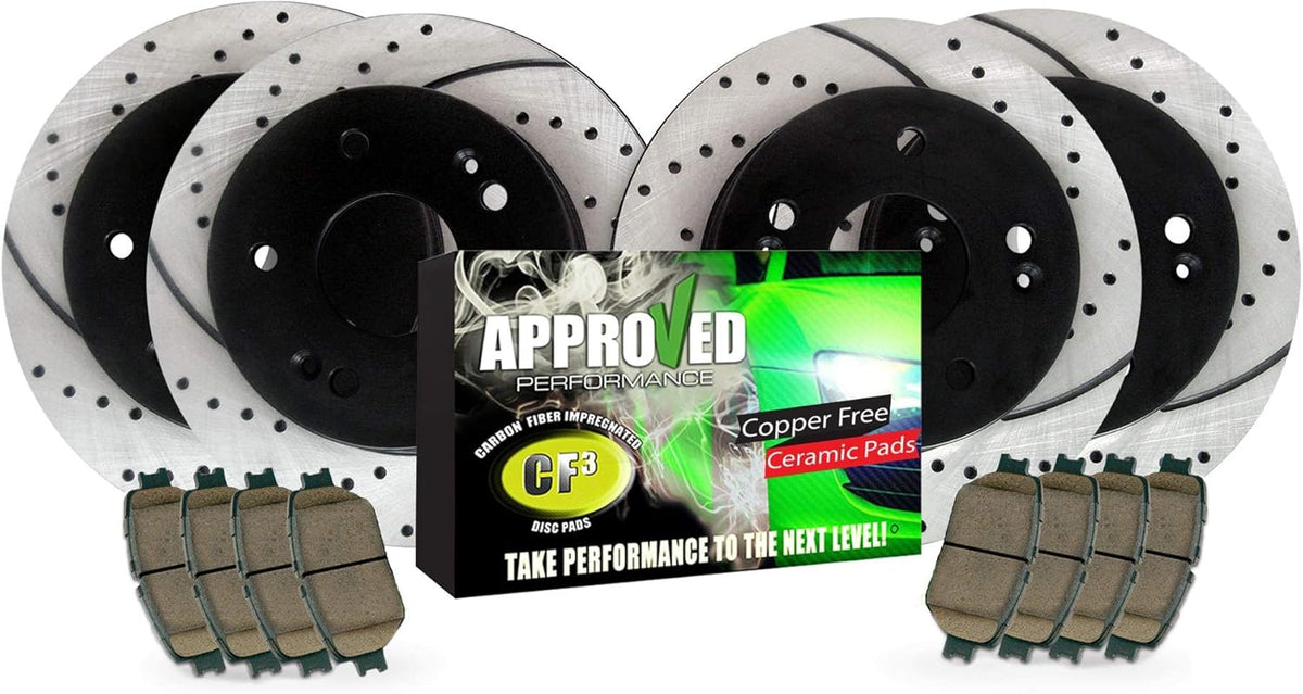 Drilled and Slotted Black Powder Coated Disc Brake Rotor & Pad Kit D3519