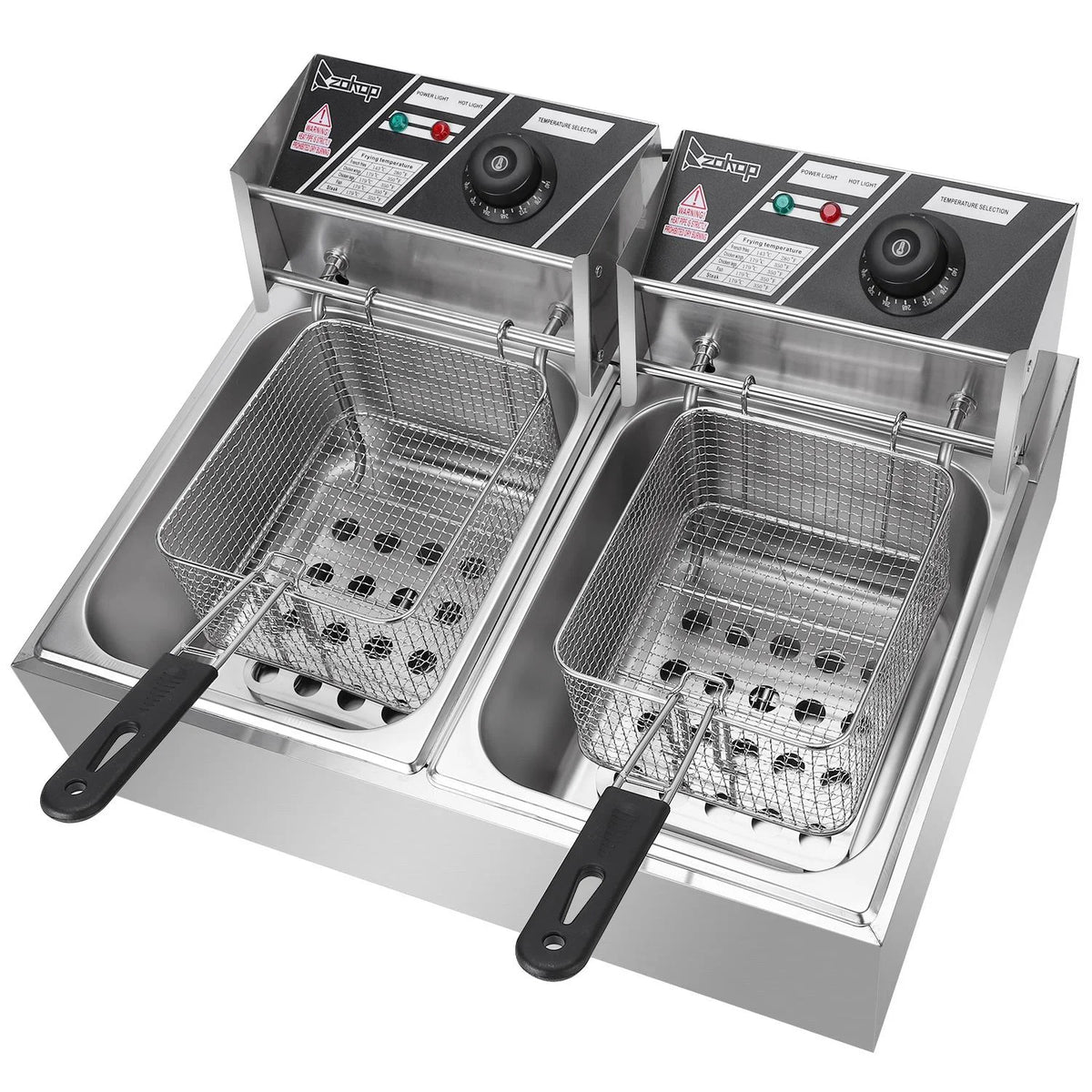 5000W 12.7Qt Stainless Steel Deep Fryer with Removable Basket S344