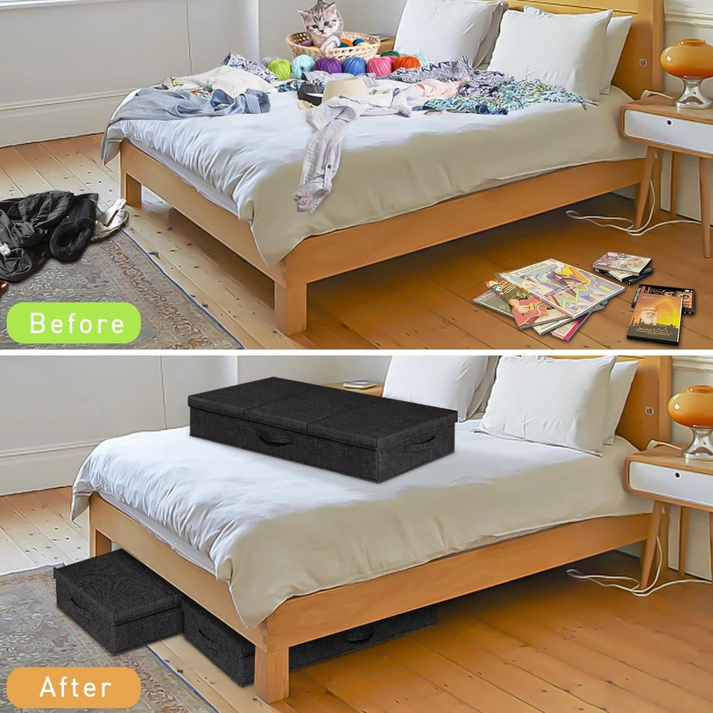 Black 3 Pack Underbed Storage Containers with Handles S8683