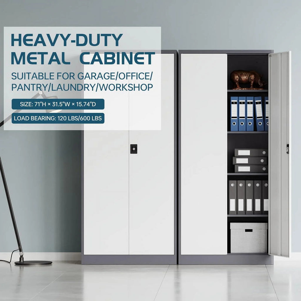 71" Metal Storage Locker with Locking Door and 4 Adjustable Shelves I666501