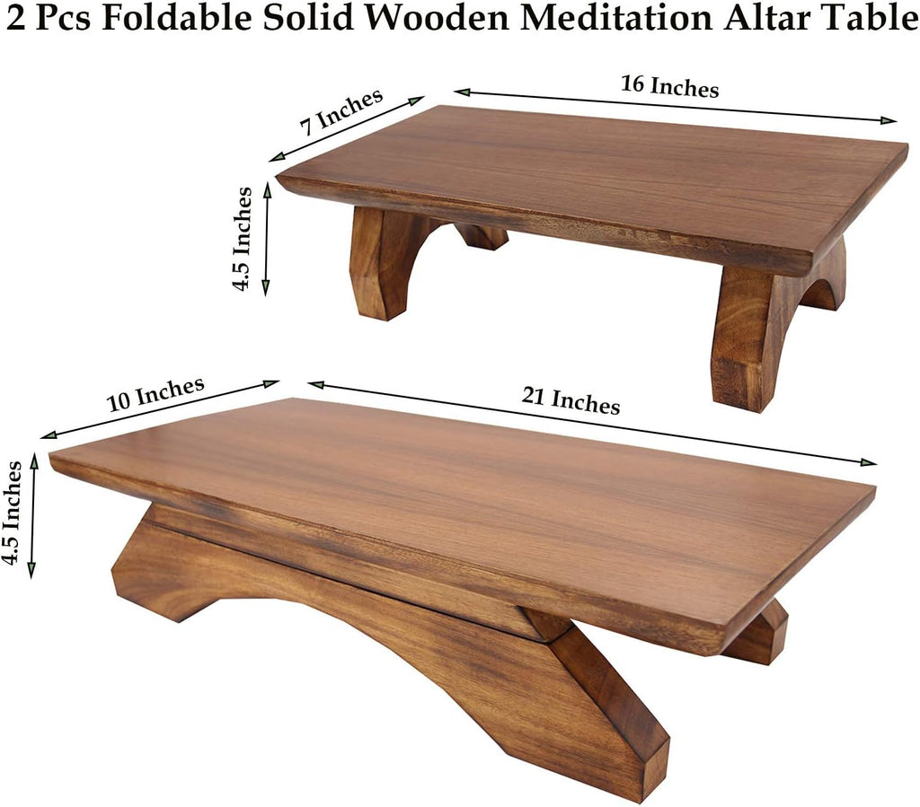 Solid Wood Hand Carved Altar Meditation Table I598