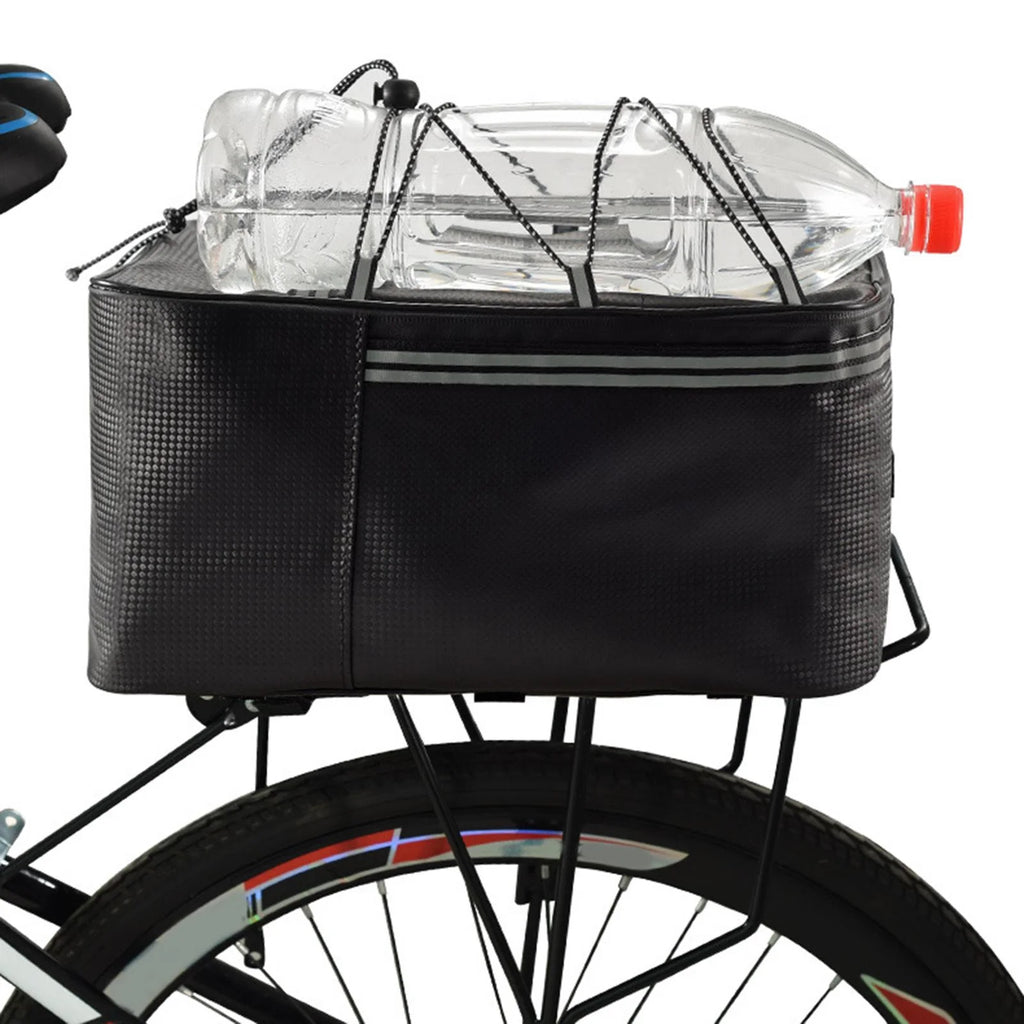 Rear Carrier Bag Trunk PU Leather Waterproof 15L Bike Pannier O42257