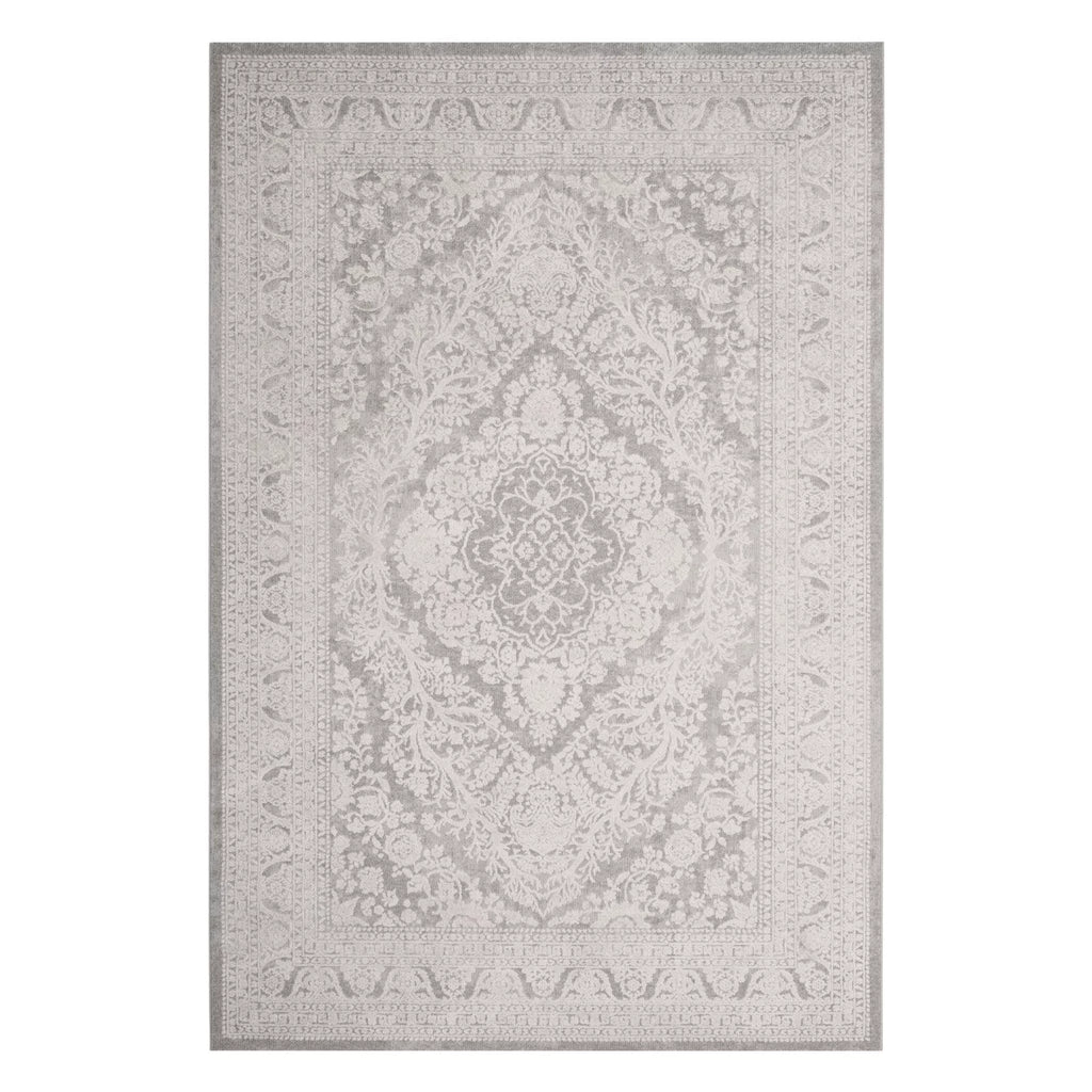 Light Grey Cream Round Area Rug Y43593