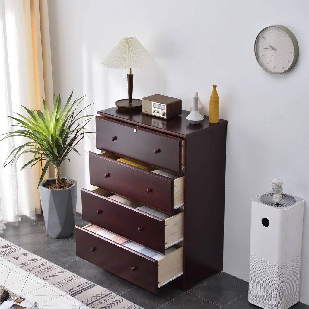 Solid Pine Wood 4 Drawer Chest Dresser C724602