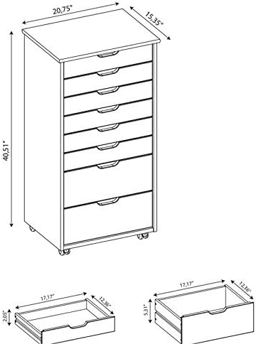 Black 8 Drawer Wood Dresser B8023