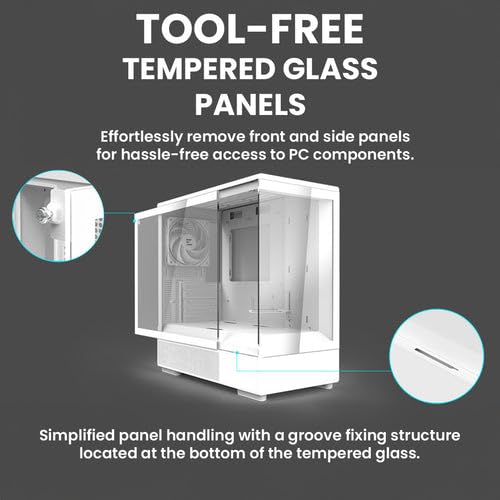 White Micro ATX PC Case with Tempered Glass Panel W9926
