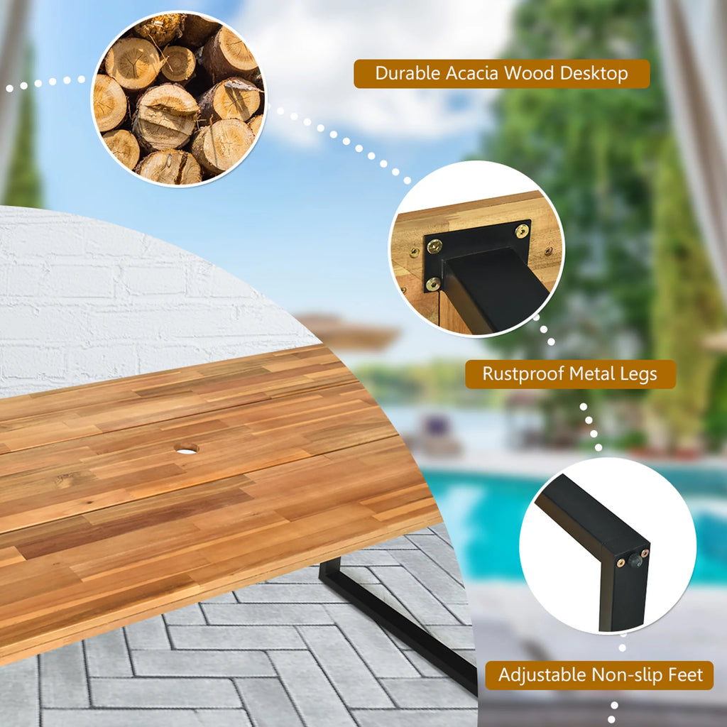 7 Pc Patio Dining Set with Umbrella Hole D25550