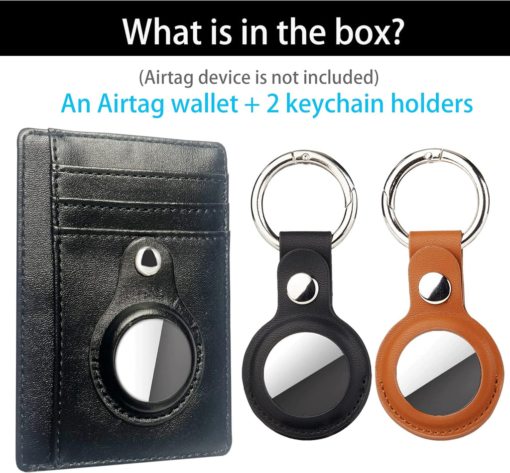 Black Leather Slim Card Holder Wallet with Keychain (2 Pack) G461