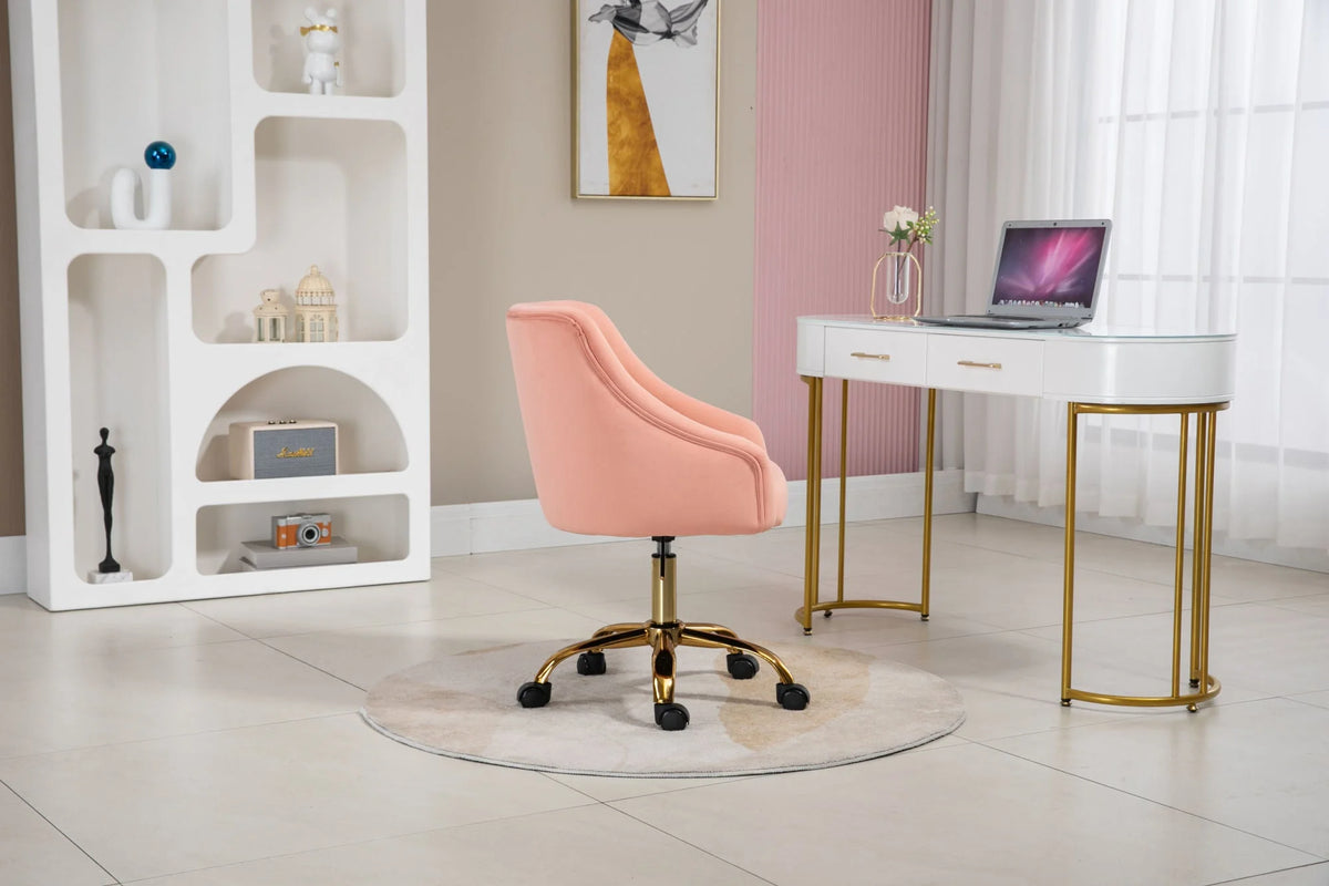 Pink Velvet Swivel Desk Chair E628216