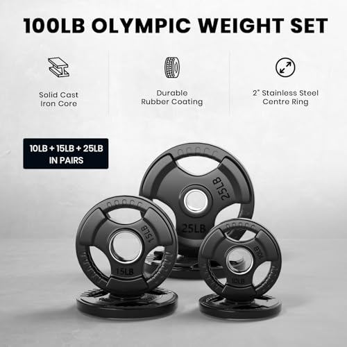 2.5-45LB Rubber Olympic Grip Weight Plates Q57986