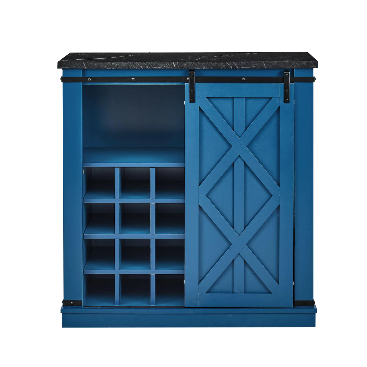 Navy Blue Wood Buffet Cabinet with Barn Door W15271
