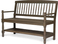 Acacia Wood Outdoor Bench with Shelf C1405