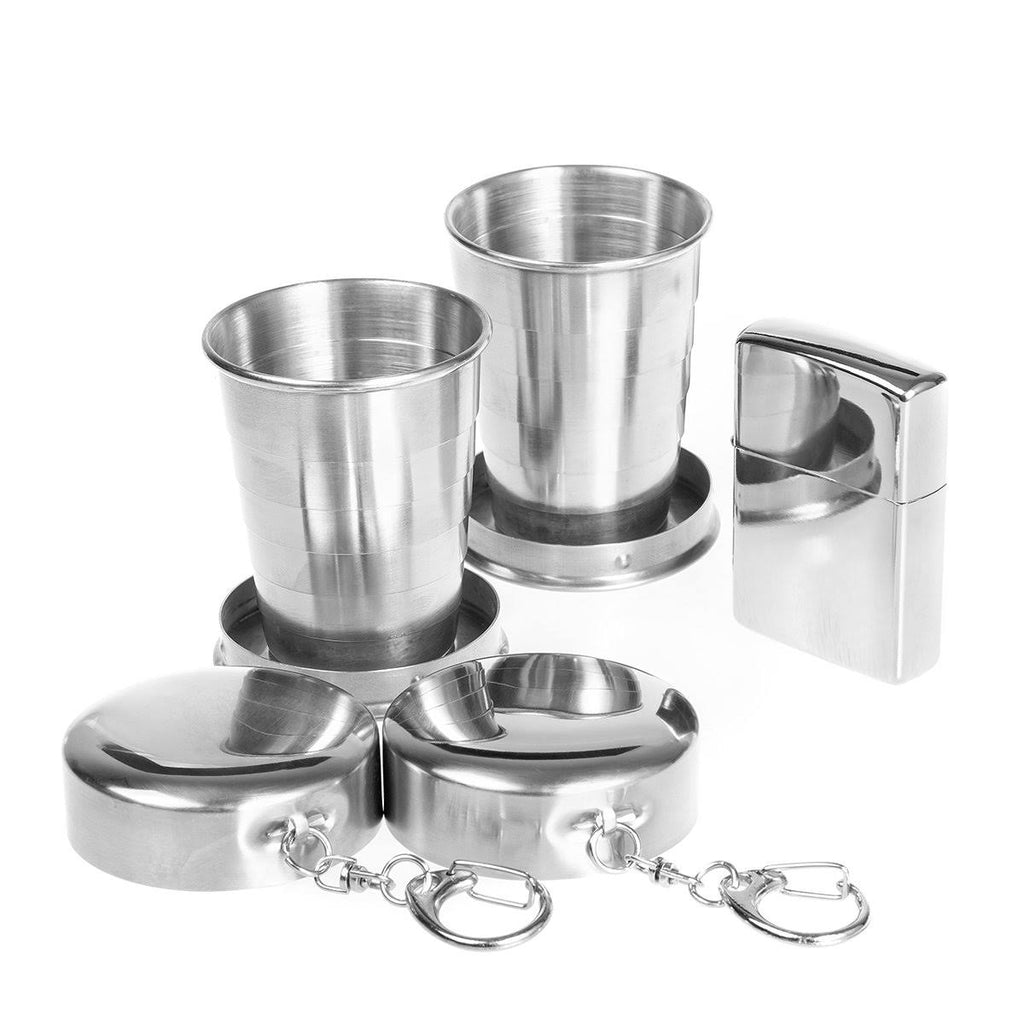 Stainless Steel Hip Flask with Shot Glasses 17 oz U58982