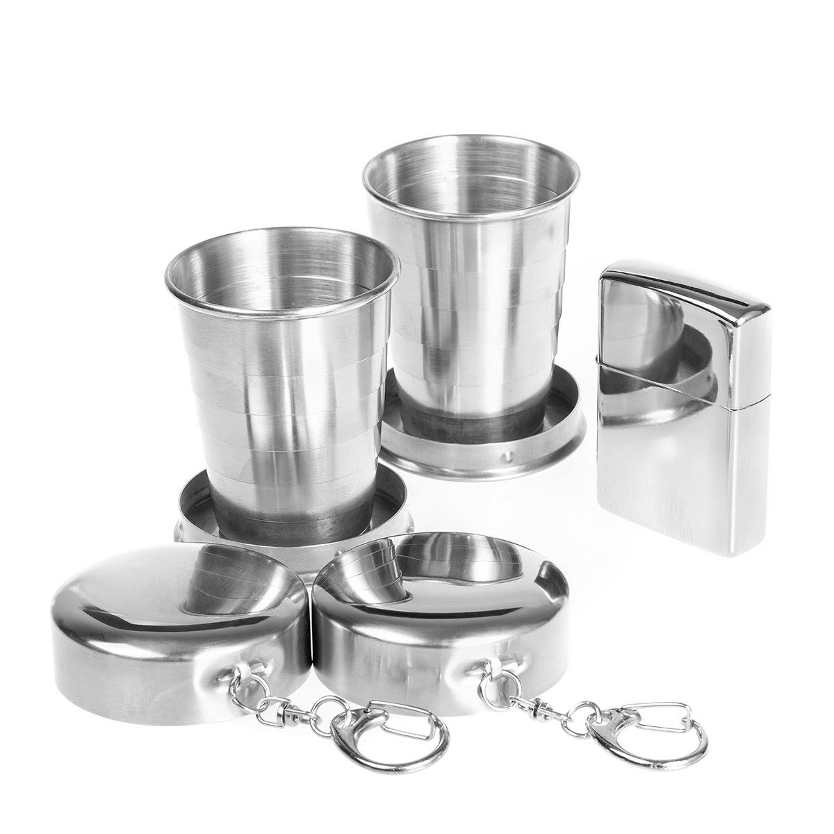 Stainless Steel Hip Flask with Shot Glasses 17 oz U58982