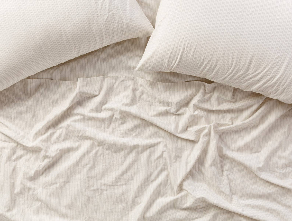 Organic Crinkled Percale Fitted Sheet King Steel Blue N7360