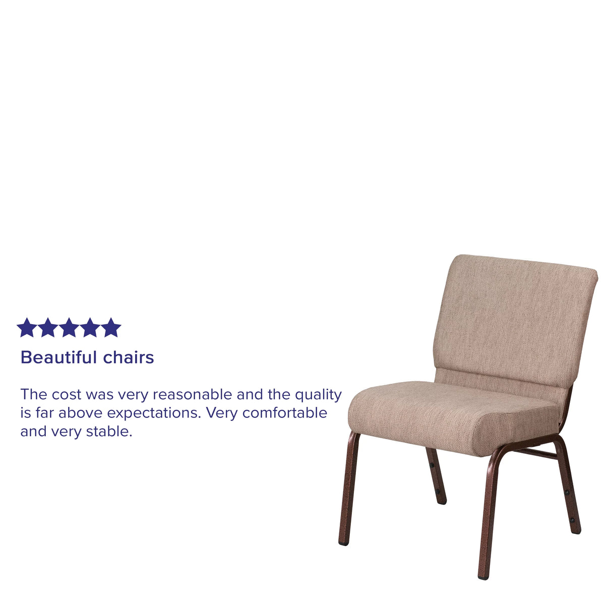 Beige Fabric Stacking Church Chair E864708