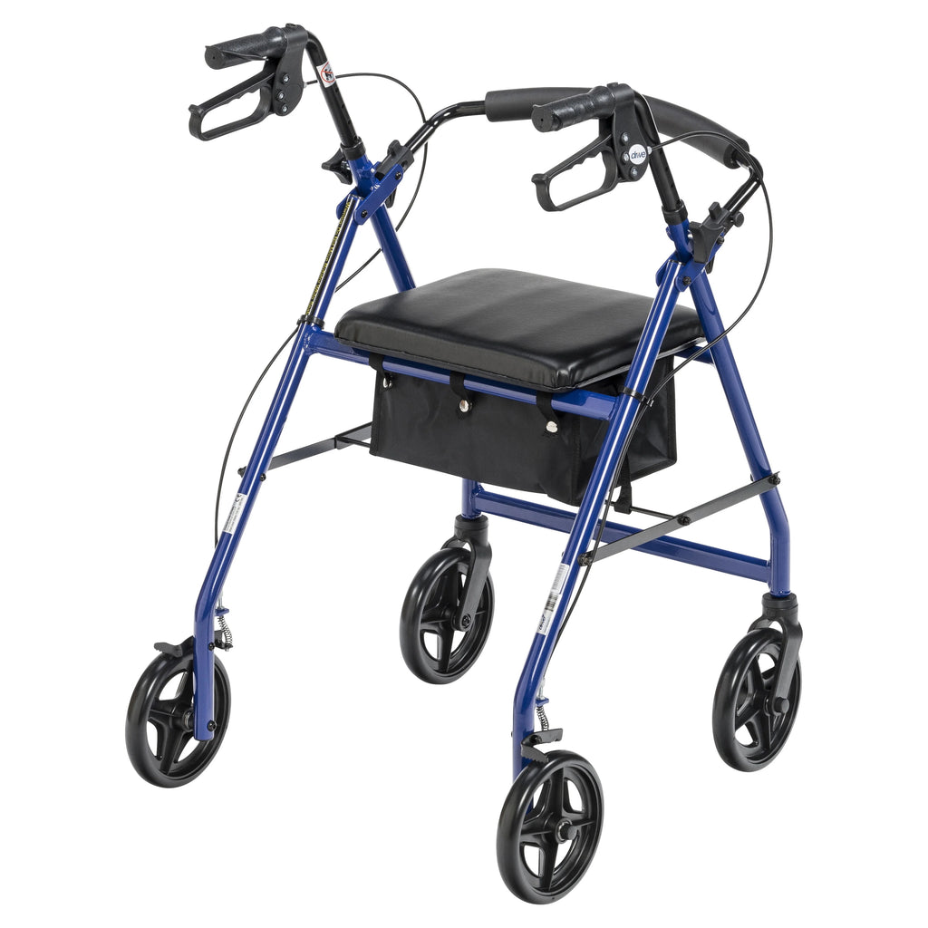 Blue Aluminum Rollator Rolling Walker with Padded Seat R291